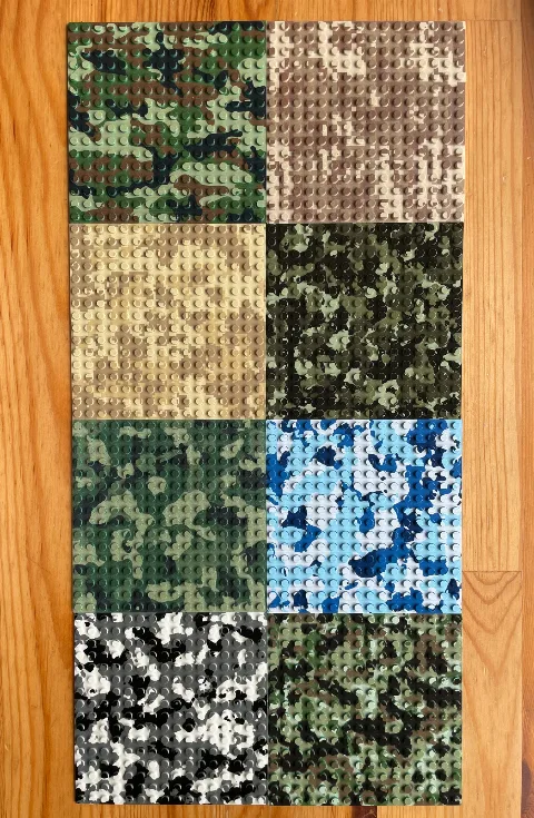 11 verschiedene Bedruckte Grundplatten | Camouflage 16x16 | 91405 – Bild 1 – Klemmbaustein LEGO