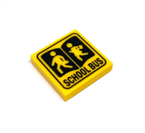 Fliese 2x2 bedruckt | Schulbus – Bild 2 – Klemmbaustein LEGO
