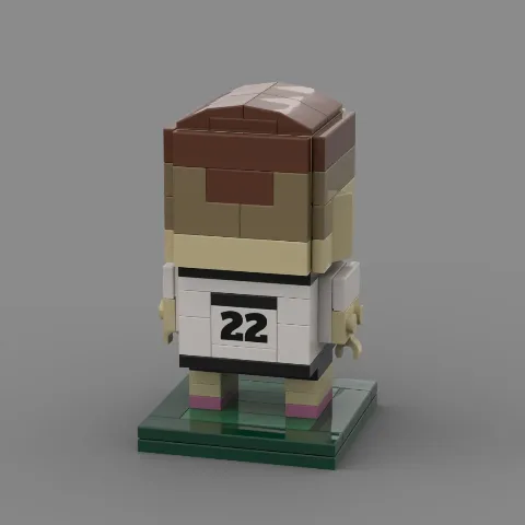 Auf dem Foto sieht man eine Aufnahme eines detailgetreuen Klemmbaustein Sets eines deutschen Fußballspielers David Raum – LEGO