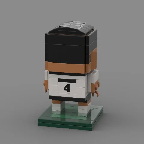 Auf dem Foto sieht man eine Aufnahme eines detailgetreuen Klemmbaustein Sets eines deutschen Fußballspielers Jonathan Tah – LEGO