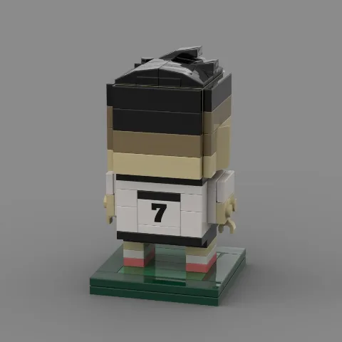 Auf dem Foto sieht man eine Aufnahme eines detailgetreuen Klemmbaustein Sets eines deutschen Fußballspielers Kai Havertz – LEGO