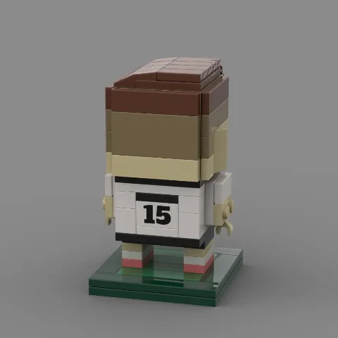 Auf dem Foto sieht man eine Aufnahme eines detailgetreuen Klemmbaustein Sets eines deutschen Fußballspielers Nico Schlotterbe – LEGO