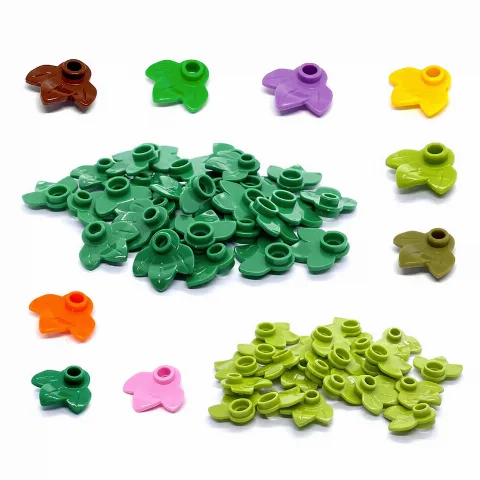 200 pcs Plant Plate, Round 1 x 1 w. 3 Leaves | Klemmbaustein Pflanzenteil 32607