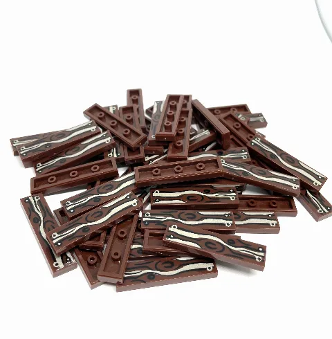 25 x Klemmbaustein Fliese 1x4 bedruckt mit Holzmaserung/Holzoptik – LEGO