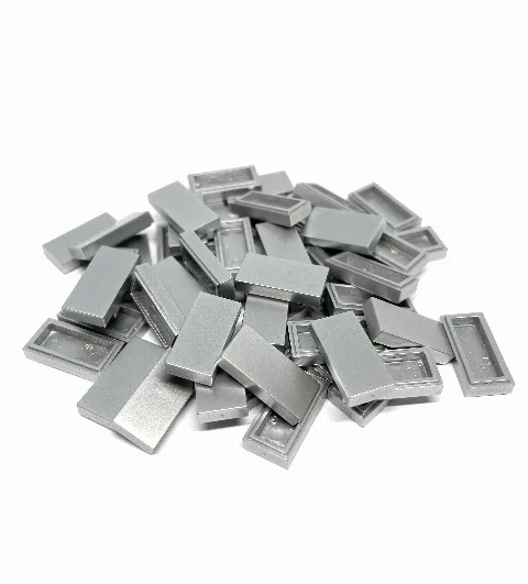 50 x Klemmbaustein Fliese 1x2 Gold und Silber | Chrome-Pack 3069b