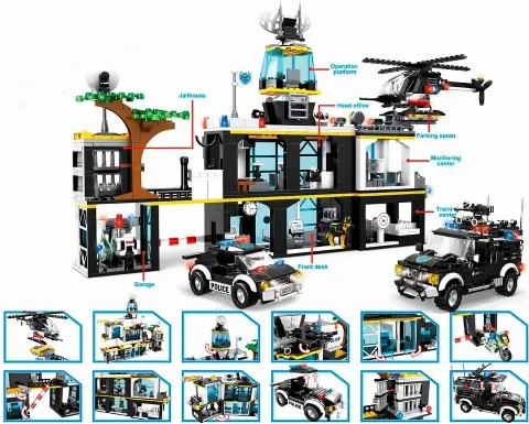 Große Klemmbaustein-Polizei-Station | 1261 Klemmbausteine – Bild 2 – LEGO