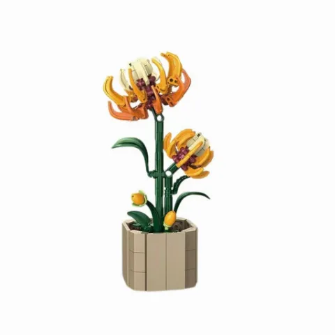 Auf dem Foto sieht man eine Aufnahme eines detailgetreuen Klemmbaustein Sets einer Chrysantheme – LEGO