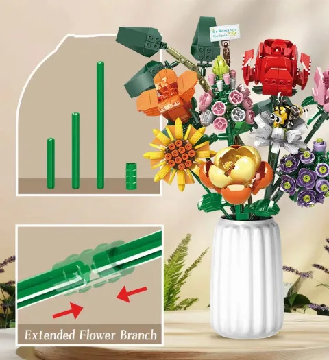Klemmbaustein Blumenstrauß | 8 verschiedene Blumen | 770 Klemmbausteine – Bild 3 – LEGO