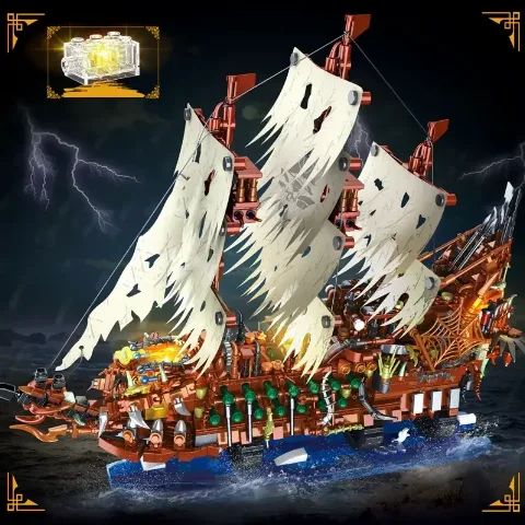 Klemmbaustein Fantasie-Schiff | Flying Dutchman +LEUCHTSTEIN | 2159 Teile – Bild 4 – LEGO