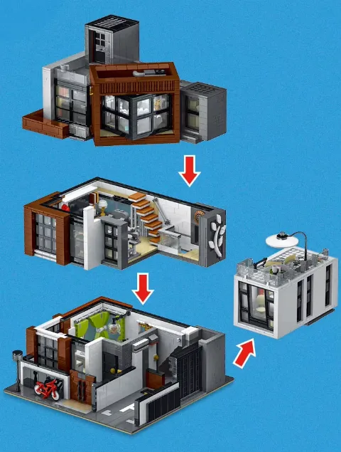 Klemmbaustein Modularhaus-Set | 3623 Klemmbausteine | Mork Moderne Villa 10204 – Bild 2 – LEGO