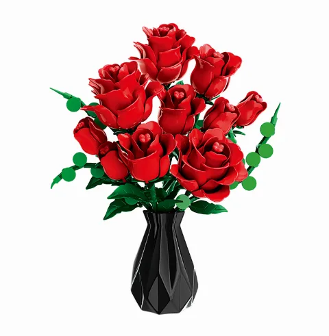 Klemmbaustein-Rosen mit Karton | VALENTINSTAGS-Special | 443 Klemmbausteine