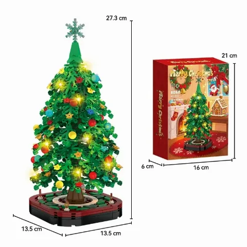 Klemmbaustein-Weihnachtsbaum mit Leuchtsteinkette | 377 Klemmbausteine – Bild 3 – LEGO