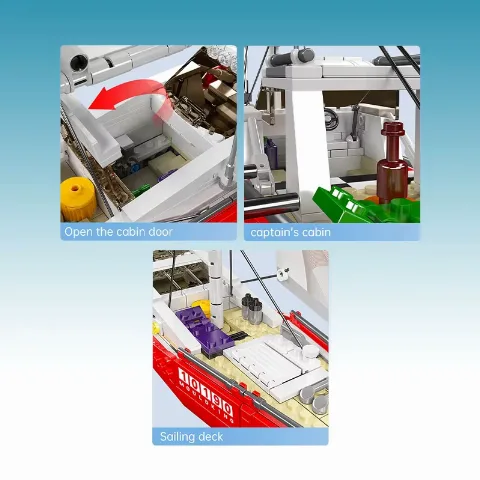 Modern Sailboat | 767 Klemmbausteine | MouldKing 10190 – Bild 3 – LEGO
