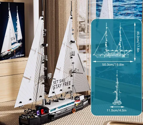 Modern Twin-Masted Sailboat | 893 Klemmbausteine | MouldKing – Bild 4 – LEGO