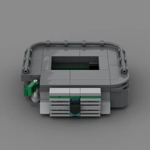 Auf dem Foto sieht man eine Nahaufnahme eines detailgetreuen Klemmbaustein Stadions des Fussballvereins Preußen Münster – LEGO
