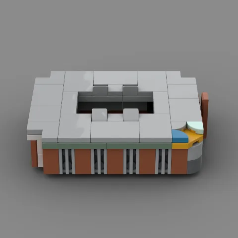 Auf dem Foto sieht man eine Nahaufnahme eines detailgetreuen Klemmbaustein Stadions des Fussballvereins St. Pauli – LEGO